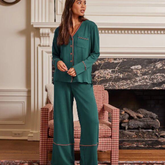 SUMMERSALT SIZE LARGE THE CLOUD 9  PAJAMA SET IN GARNET & HIBISCUS PINK - Picture 4 of 13